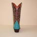 Smooth Turquoise Stingray and Tan Vintage Buffalo Custom Made Cowboy Boot