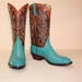 Custom Made Cowboy Boot of Smooth Turquoise Stingray and Vintage Buffalo