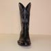 Handmade Cowboy Boot of black french calf black alligator belly toe and ear pulls