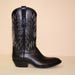 Custom Made black french calf Cowboy Boot with black alligator toe and ear pulls