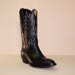 black french calf custom cowboy boot with black alligator belly toe and ear pulls 