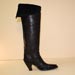 tall black ladies dress boot with suede collar