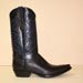 black tezu lizard cowboy boot with black calf blue stitched top
