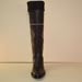 tall top brown calf ladies dress boot with suede collar and 3 inch heel