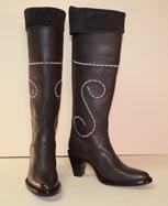 Tall Brown Calf Ladies Dress Boot with Suede Collar