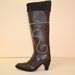 Handmade tall top brown calf ladies dress boot with suede collar and high heel