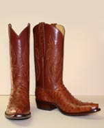 Dark Cognac Pin Ostrich Cowboy Boot with Inlay