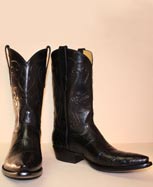 Black Alligator Belly Cowboy Boot with Hand Corded Top