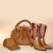 Handmade Saddle Tan Mad Dog Ostrich Custom Handbag Dress Boots and Cap
