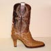 handmade saddle tan mad dog ostrich high heeled fashion boot
