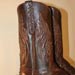 custom nicotine brown ostrich handmade cowboy boots with inlayed tops