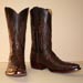 nicotine brown pin ostrich handmade cowboy boot with inlayed tops