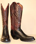 Black Bull Shoulder and Black Cherry Kangaroo Custom Made Cowboy Boot