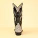 custom cowboy boot of gray sueded elephant with black buffalo calf top and elephant collar