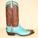 handmade turquoise caimam cowboy boot with cognac shadow goat and silver crosses