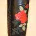 Metallic Red Rose Inlay on a Tall Fashion Boot of Black Glass Calf