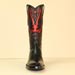 Custom Made Black Milano Buffalo Cowboy Boot with Metallic Red Eagle Inlay