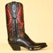 Handmade Black Milano Buffalo Cowboy Boot with Red Metallic Eagle Inlay