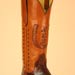 handmade custom cowboy boot with bucksitching, handcut horseshoe inlay and initials
