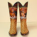 custom full quill ostrich cowboy boots with hand tooled wild horse shafts