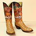 handtooled wild horse shafts on custom full quill ostrich cowboy boots