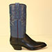 custom blue jean kangaroo cowboy boot with 11 row handstitched medallion
