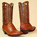 handmade custom cognac alligator cowboy boots with handstitched shafts