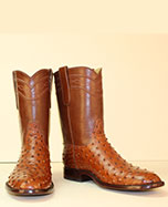 Full Quill Brandy Ostrich Ropers with Kasur Buffalo tops