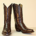 handmade custom seamless chocolate alligator belly cowboy boot
