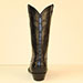 Handmade Full Quill Black Ostrich Cowboy Boots with Black Buffalo Corded Tops