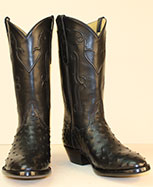 Custom Full Quill Black Ostrich Cowboy Boots wiith Black Buffalo Hand Corded Tops and Ostrich ear pulls