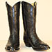 Handmade Full Quill Black Ostrich Cowboy Boots with Black Buffalo Hand Corded Top