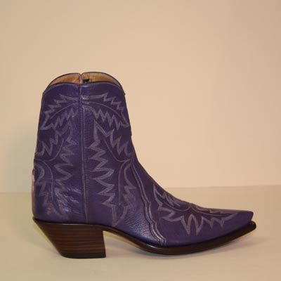 Purple Lambskin  Custom Cowboy Botine