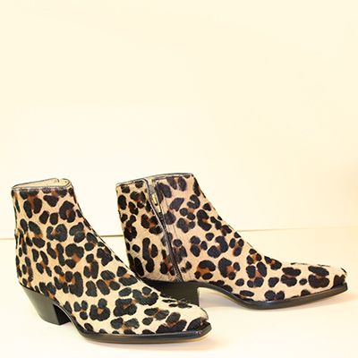 custom made botine boot hair-on leopard print