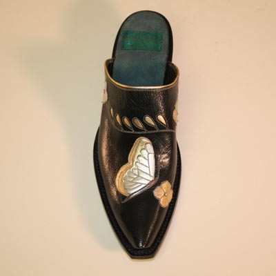 Gold and Green Cowboy Style Slip-On Custom Mule