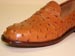 Full Quill Saddle Tan Ostrich Custom Made Men's Penny Loafer