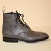 custom made men's shoe gray bull shoulder lace-up ankle boot
