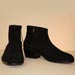 handmade black suede custom made men's zippered ankle boot